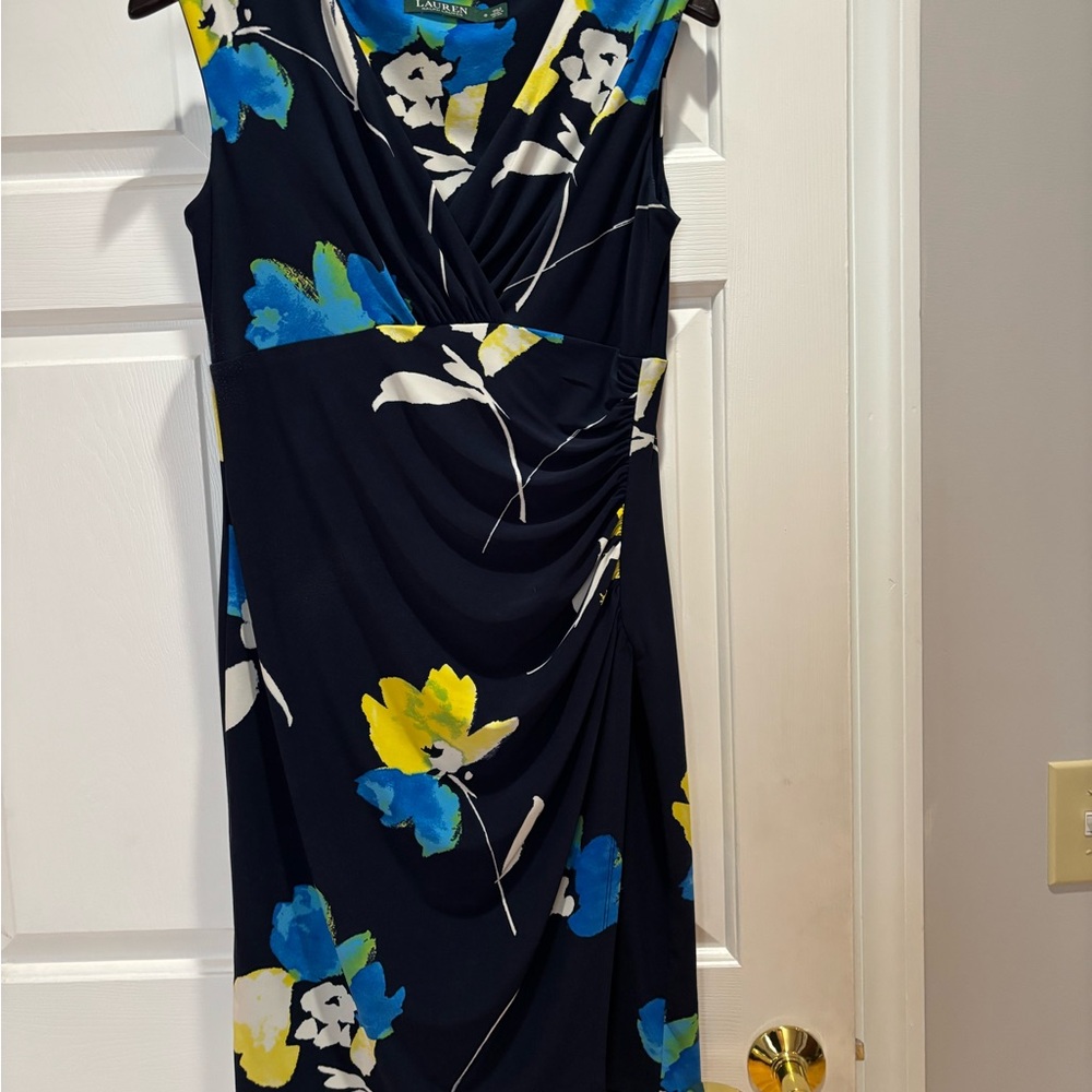Ralph Lauren Navy Floral Midi Dress